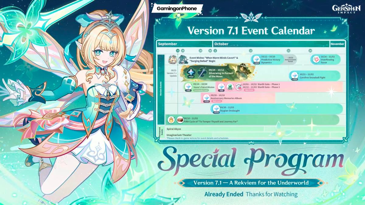 Genshin Impact Version 7.1 Event Calendar: List of Events and Rewards